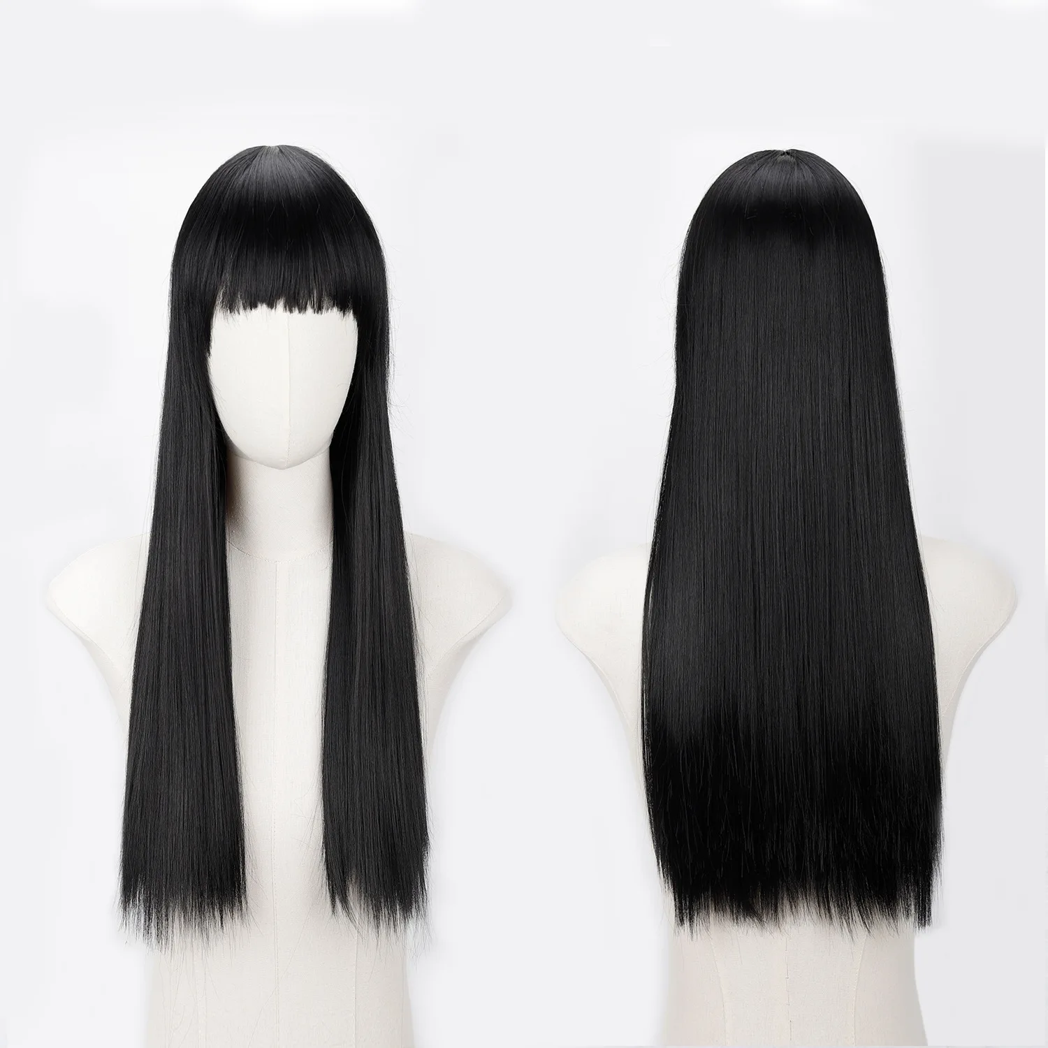 

Черный длинный прямой синтетический парик для праздничных вечеринок, парик для косплея на Хэллоуин, повседневный термостойкий парик-аксессуар для волос.