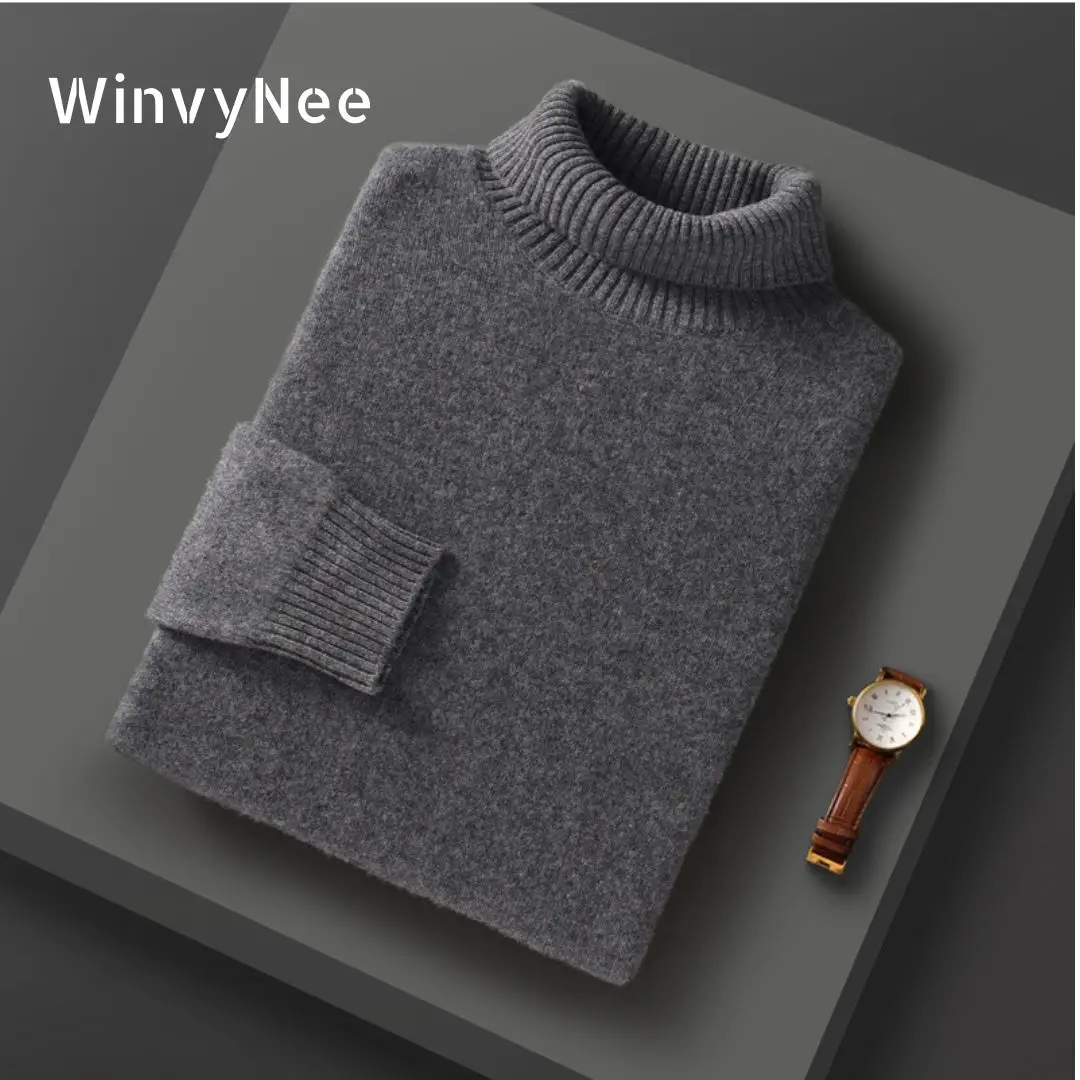 

WinvyNee топы, шерстяной свитер, мужская одежда, водолазка, однотонный деловой повседневный трикотаж с длинными рукавами, пуловеры, осень-зима M1103019