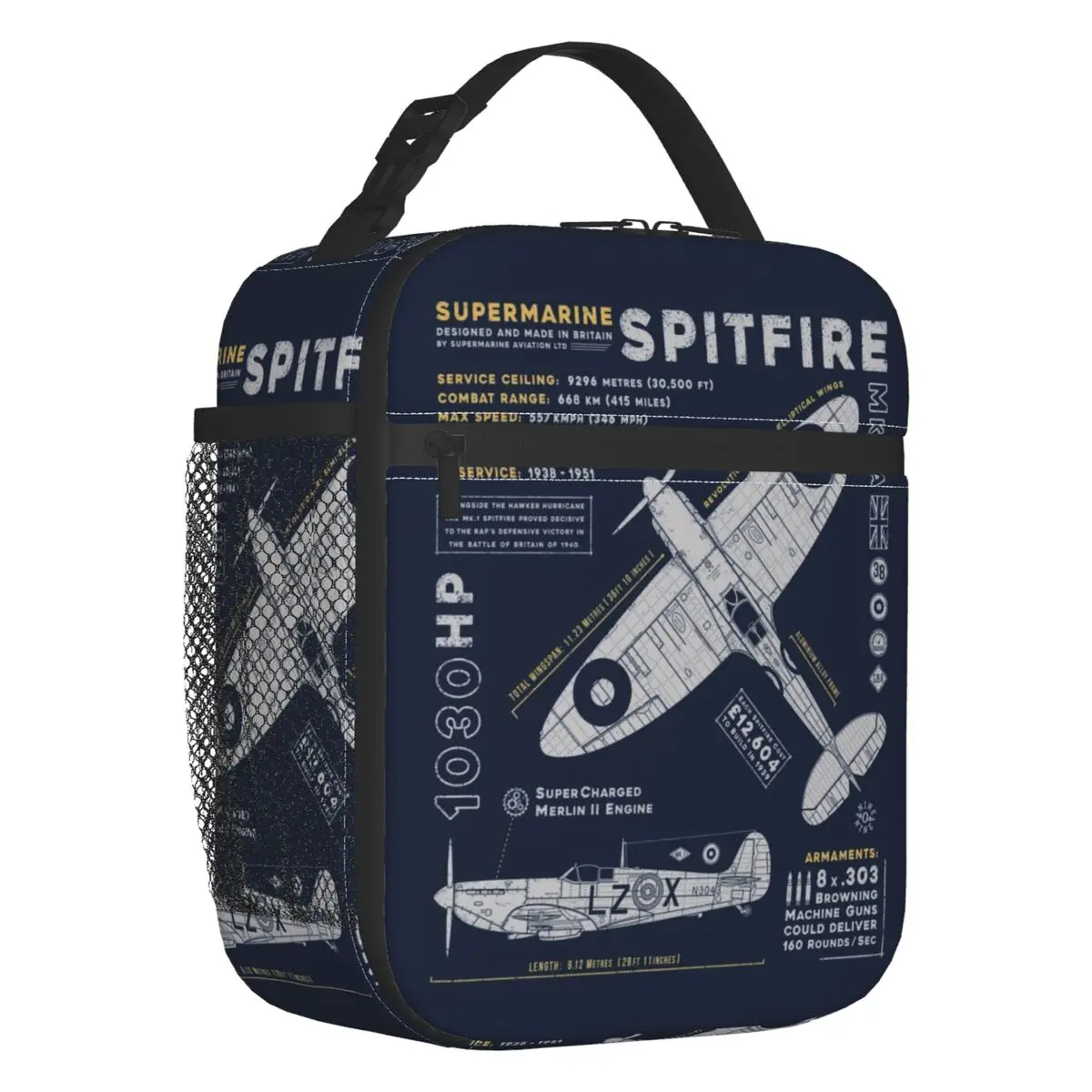 Supermarine Spitfire Insulated Lunch Bag Fighter Pilot Aircraft Airplane Plane Cooler Thermal Bento Box Kids School Children