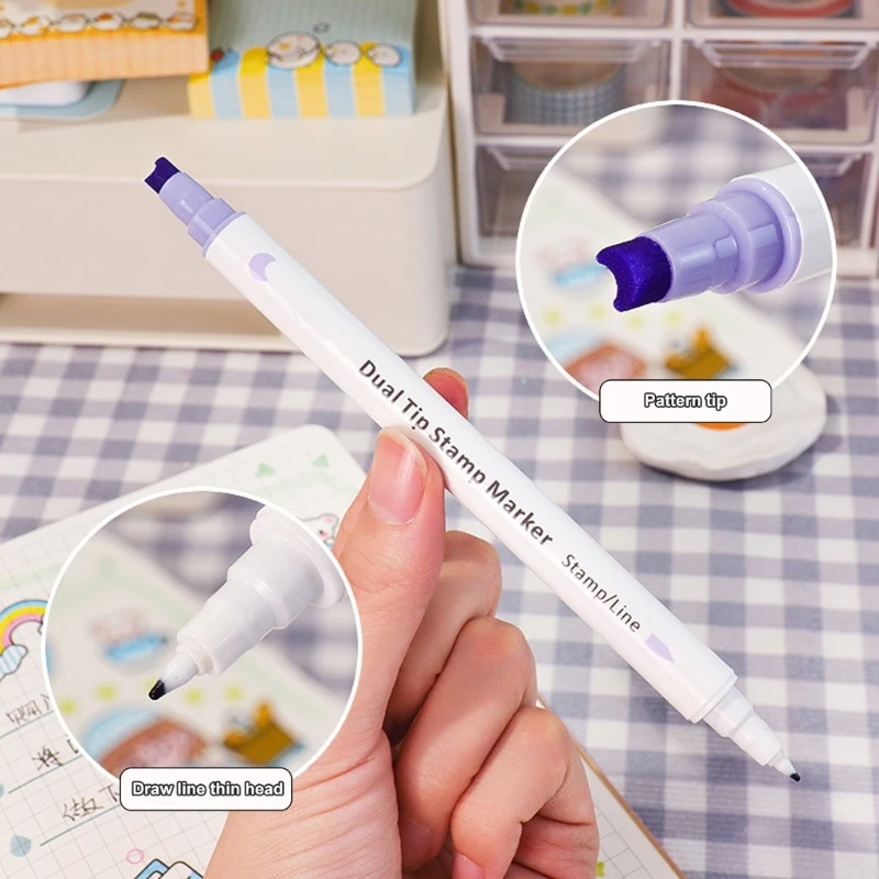 

6 Color Watercolor Markers Double Head Stamp Marker Set for Kid Student Adult Doodling Drawing Card Making Scrapbooking 896C