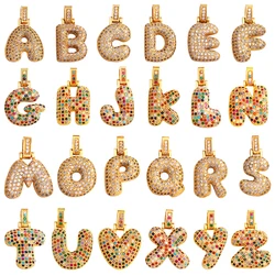 Colorful 18K Gold Plated Full Zircon Initial Name Letter Charm Pendant,Fashion Necklace Jewelry Findings Accessories Supply M71