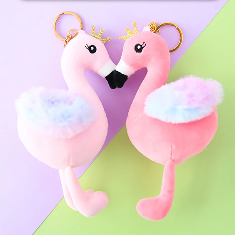 

1Pcs New Cute Pink Flamingo Doll Pendant Funny Bird Small Plush Toy Keychain Girls School Bag Charm Decoration Birthday Gift