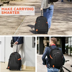 20 Inch Trolley Luggage Backpack with Wheels Rolling Backpack Business Travel Laptop Schoolbag Unisex Boarding Bag Waterproof