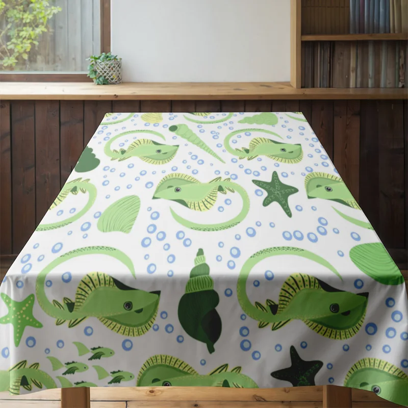 مفرش طاولة ديناصور غريب الأطوار للأطفال مجموعة مفرش طاولة مطبوع عليه عالم أخضر تحت الماء ديكور منزلي حديث لامع لغرفة الطعام أو K