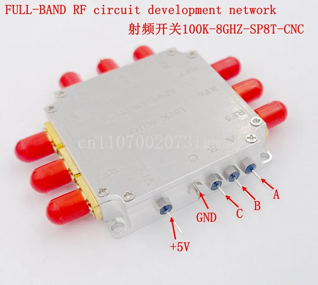 SP8T RF electronic switch LF-8GHz/3G wide bandwidth, high isolation, low insertion loss, with housing, Teflon