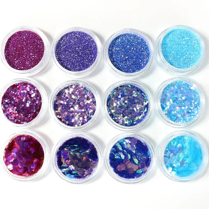 3 Boxes/set Nail Glitter Sequins Mermaid Chameleon Flakes Hexagon Shape Slices Summer Nail Art Decorations Polish Manicure Tips