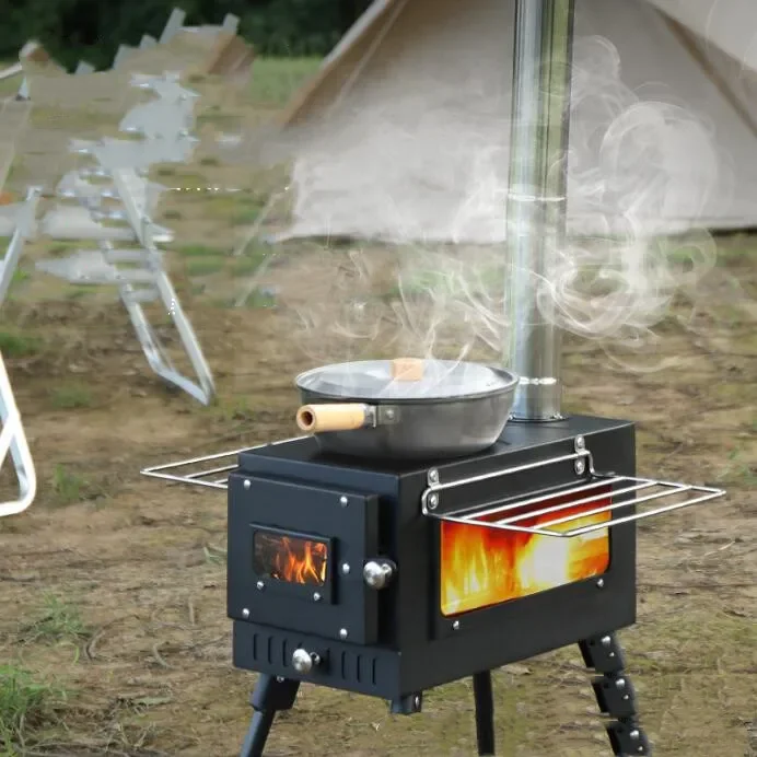 

Portable Heating Cooking Smokeless Outdoor Camping Tent Free Standing Wood Burning Stove