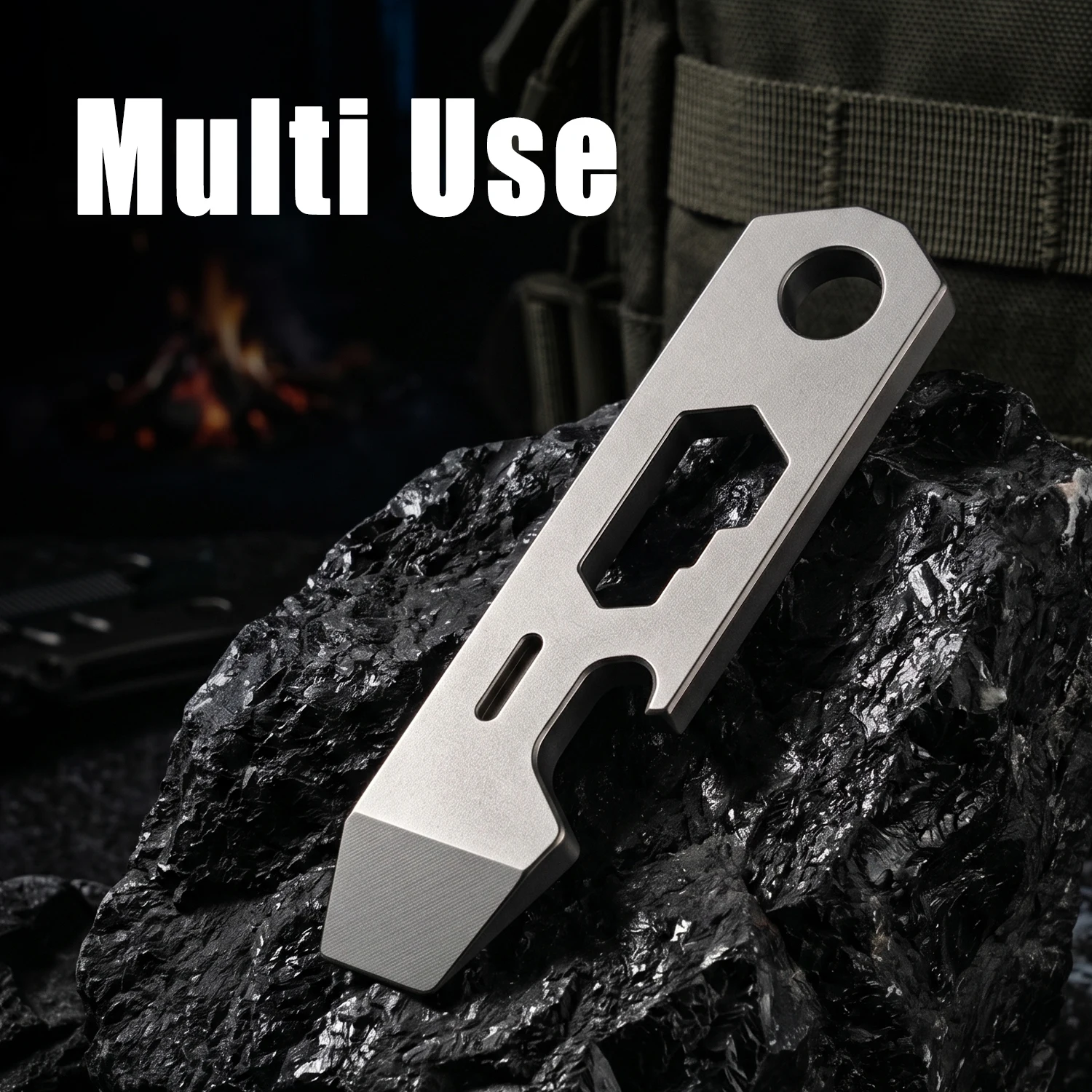

Titanium Alloy Multi Tool Pry Bar Bottle Opener Hex Wrench Portable EDC Keychain Pocket Outdoor Daily Carry Gadget