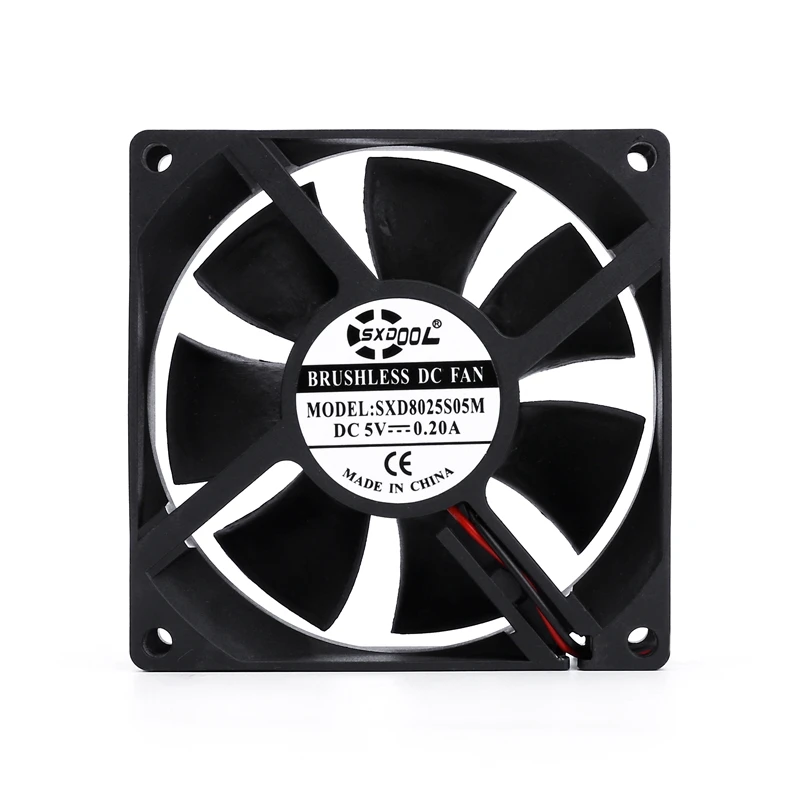 

2pcs 5V 80mm cooling fan 8cm 2-Pin 0.20A Connector DC Cooling Fan Radiator Exhaust Cooler 8025 80X80X25mm