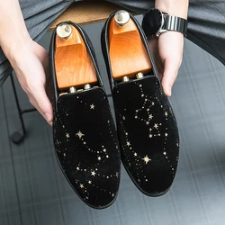 Luxury Brand Classics Black Loafers Shoes Men Slip-On Classic Style Casual Leather Shoes High Quality Suede Pointed Men's Shoes