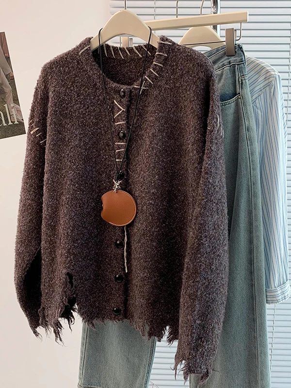 العصرية Thiened جولة Ne مفتوحة سترة سترة ملابس خارجية للنساء العلامة التجارية إزالة الخريف الشتاء جديد Sle حجم كبير #2