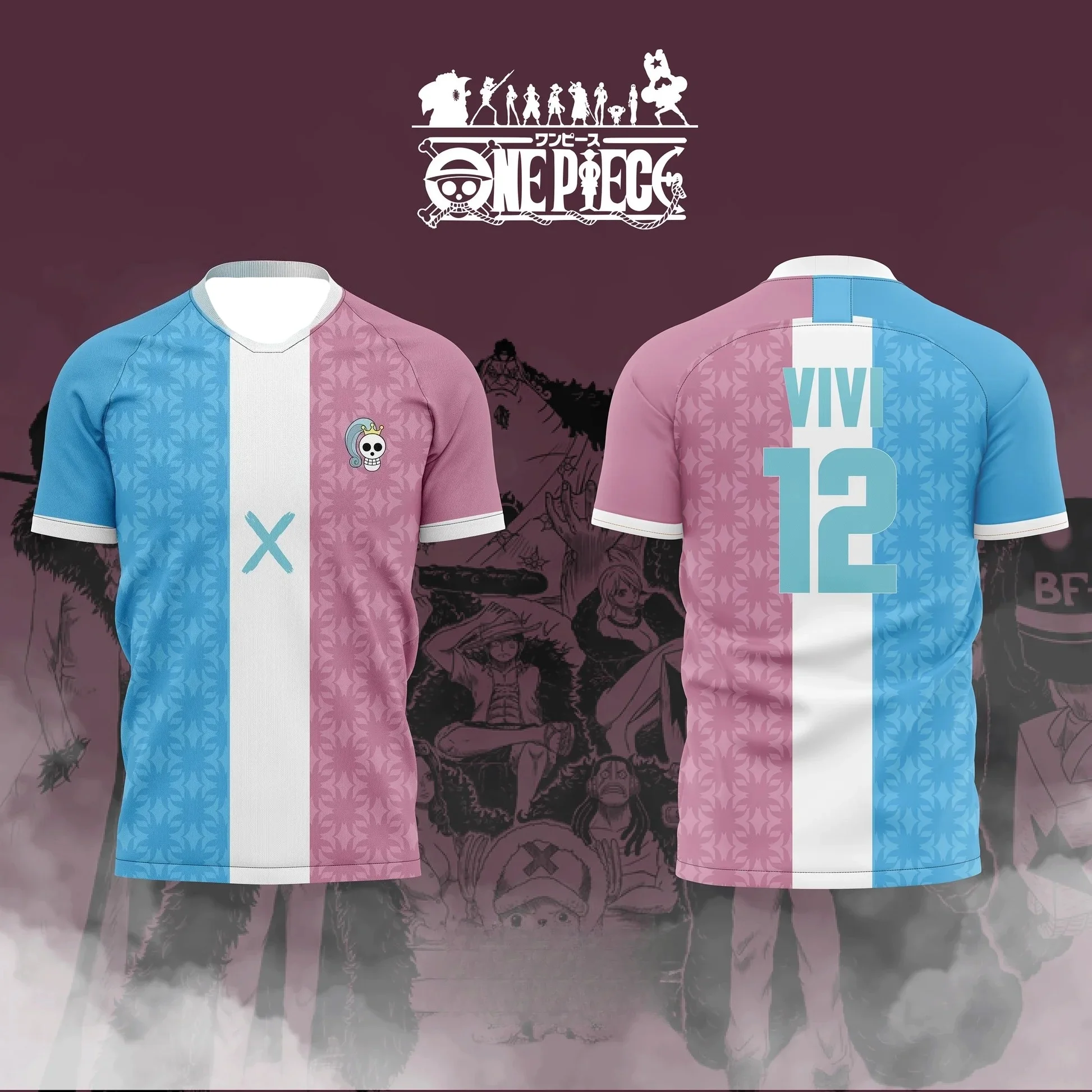 Bandai 2026 One Piece Anime VIVI NO.12 Football Shirt T-shirt Summer Sports Shirt Casual Y2K Family Matching