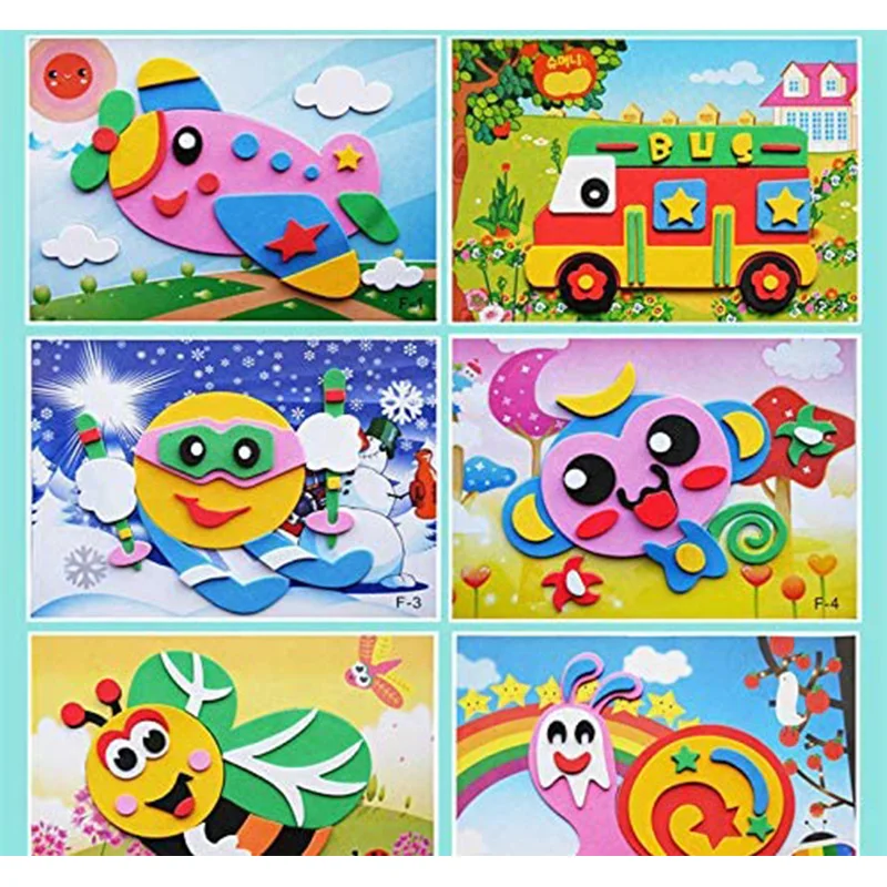 20PCS DIY 3D EVA Foam Stickers Creative Cartoon Animal Car Dinosaur Puzzle Games Early Education Toys Sticker Children Gifts