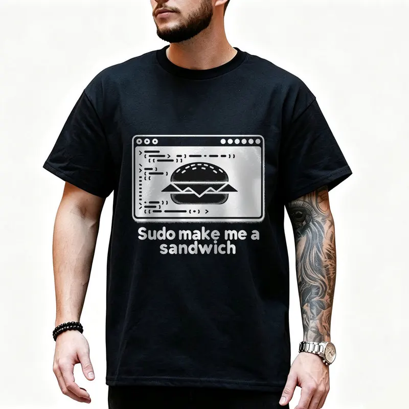 Funny Sudo Make Me a Sandwich Graphic T‑Shirt for Programmer Software Engineers Geek IT Developer Fan Gift Tops S-6XL