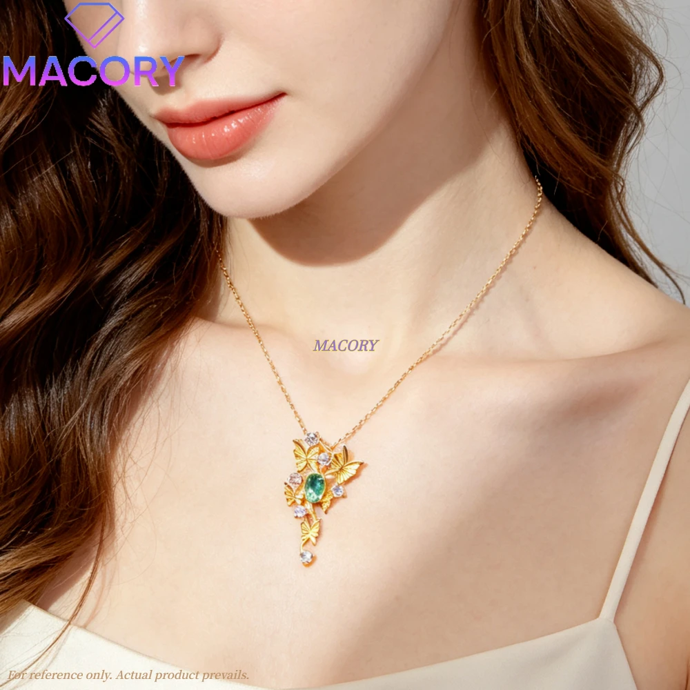 S925 sterling silver emerald pendant necklace dreamy and luxurious style adds a touch of color to your everyday look