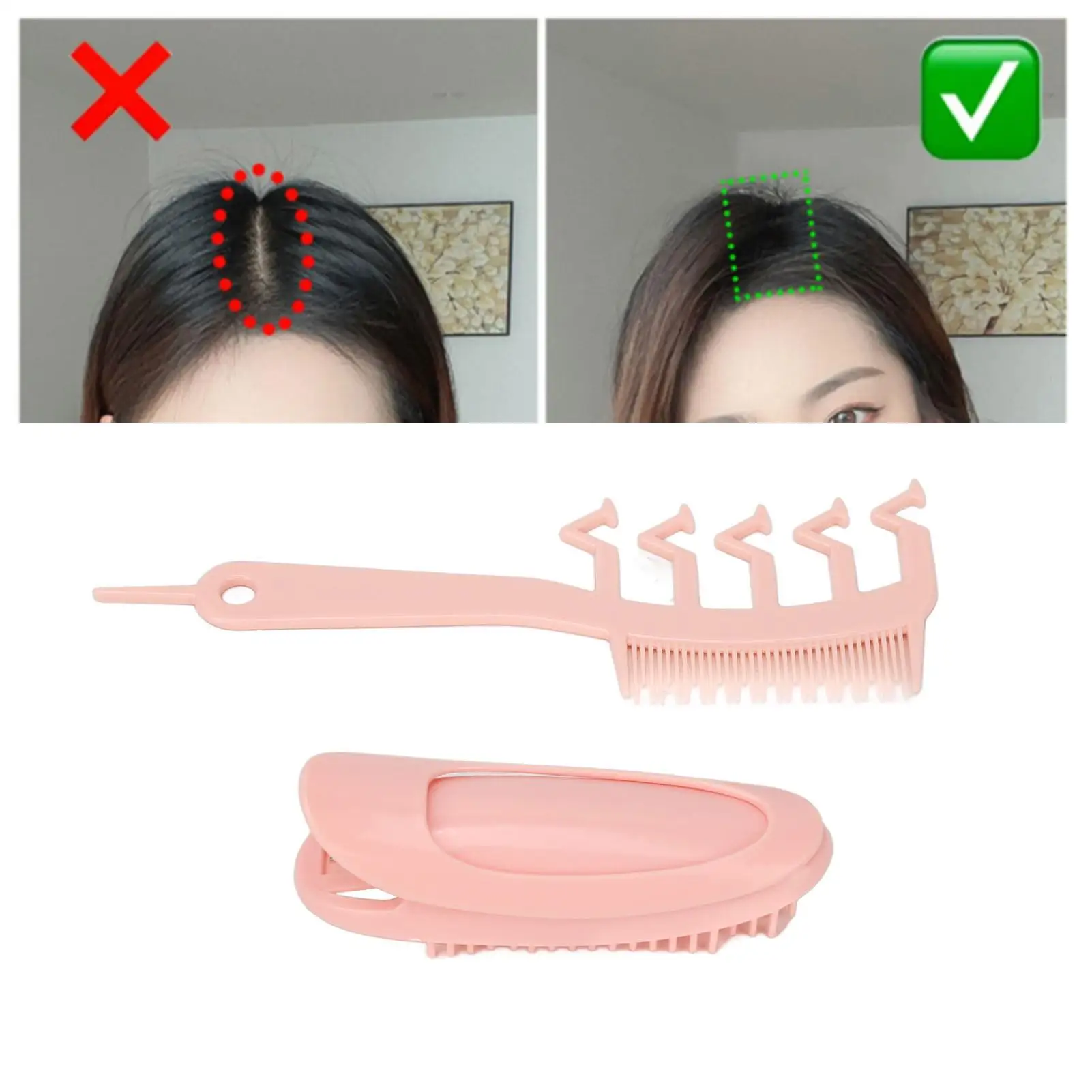 Práctico peine ligero con hendidura para el cabello con Clip de raíz para desenredar, herramienta portátil para el cabello para el hogar y peluqueros