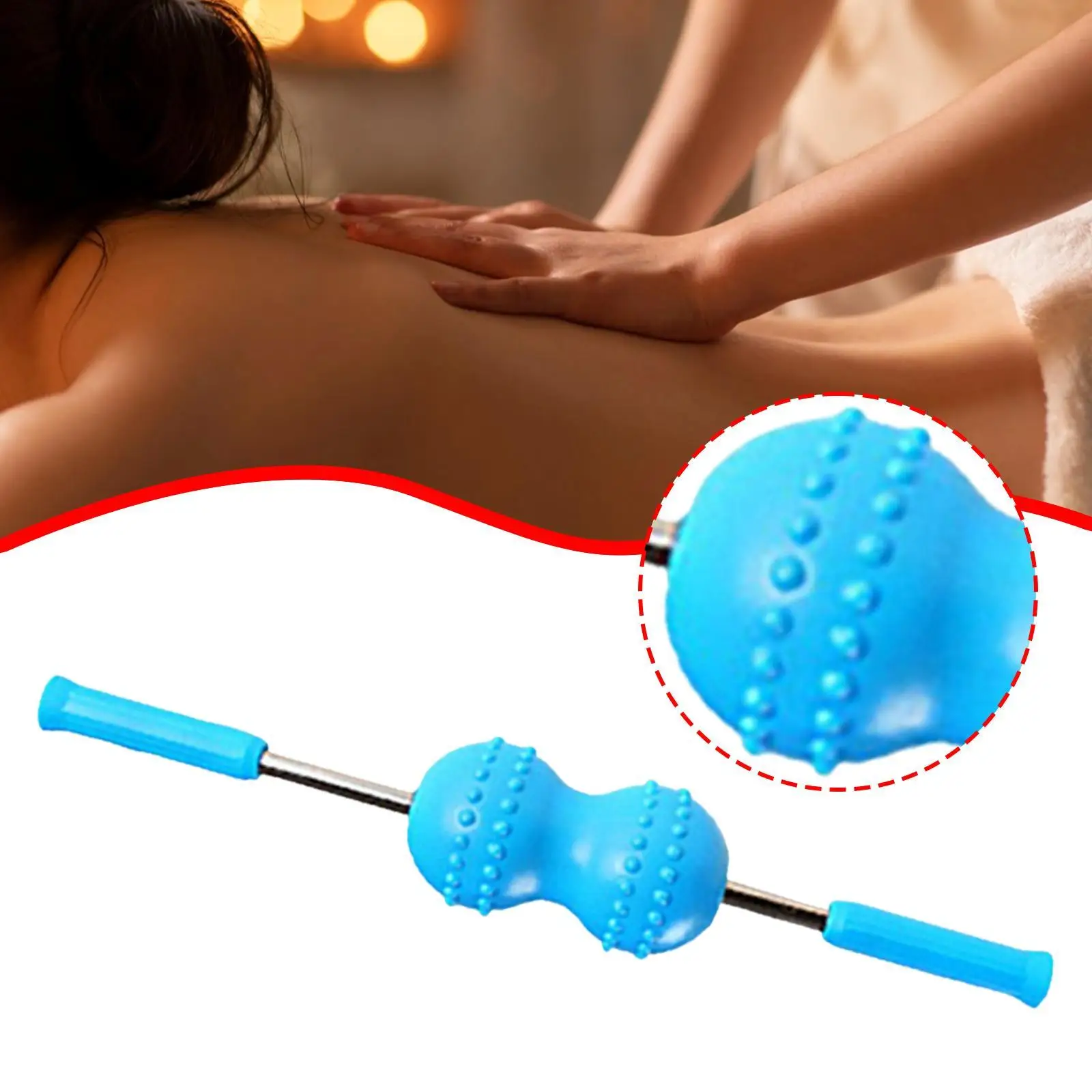 

Neck Roller Massager Stick Home Office Use Compact with 2 Balls Massage Tool