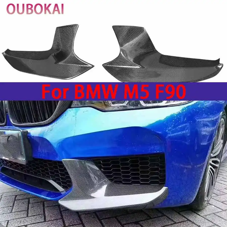 For BMW M5 F90 2017-2020 Carbon Fiber wrap angle Car Front Bumper Splitter Corner Trim Cover Front Chin Upgrade body kit