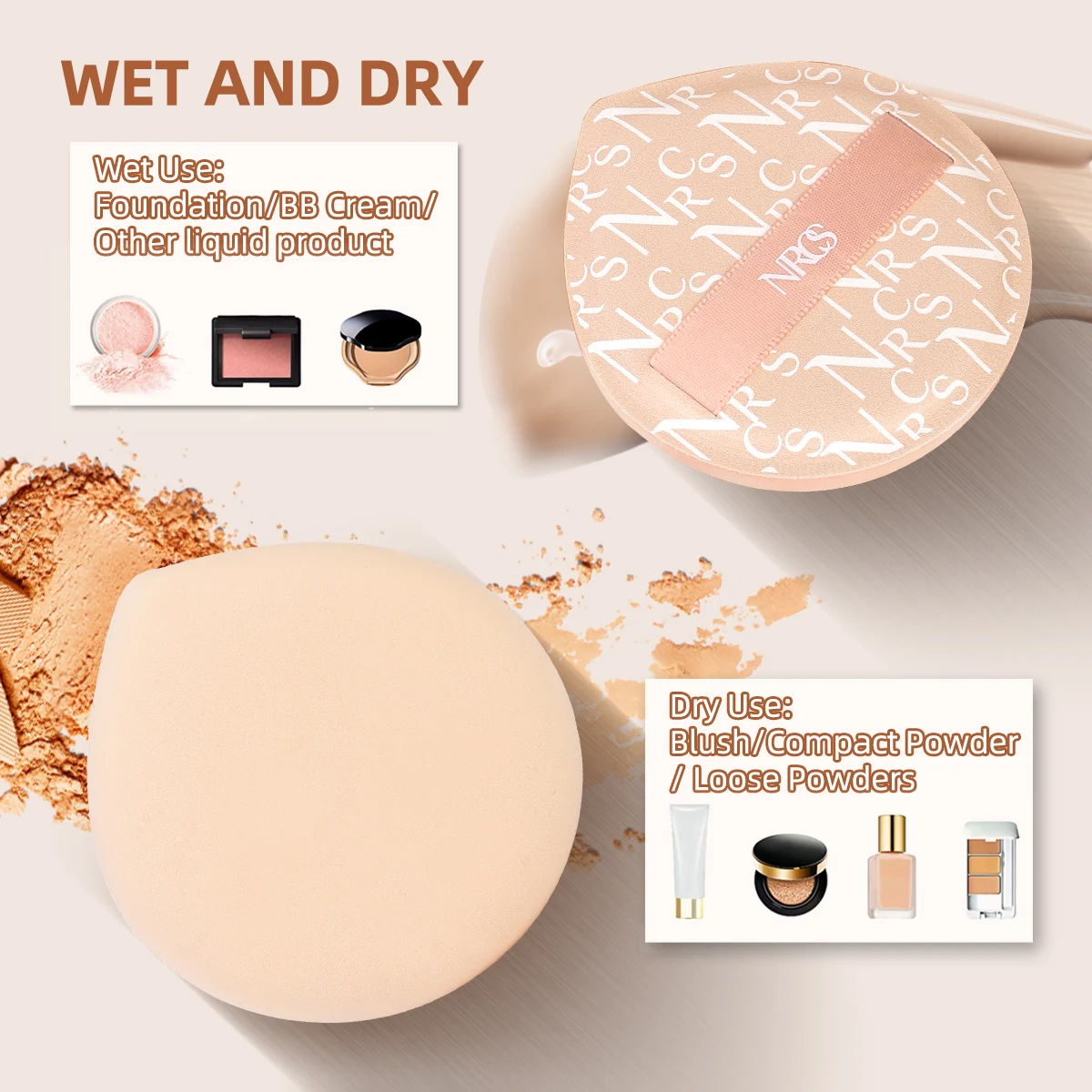 Powder puff set, 2 air cushion powder puffs &1 storage box, wet and dry cosmetic sponge, suitable for cream, powder and liquid.