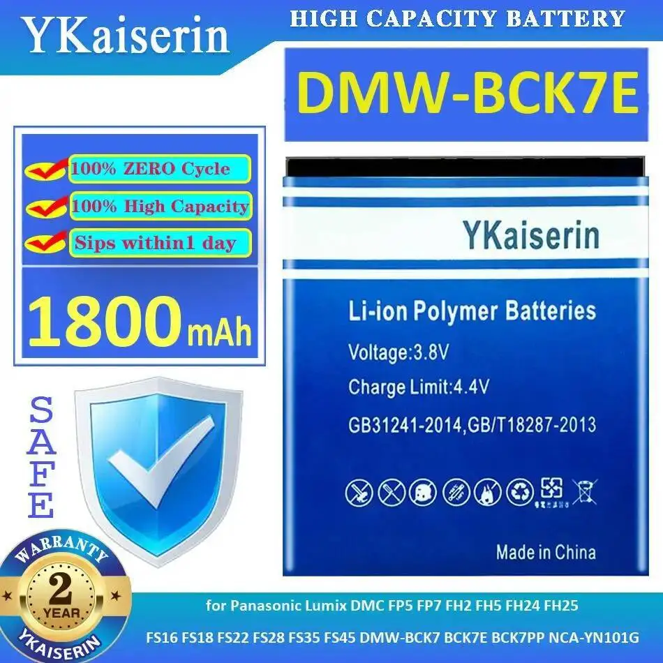 

Battery Dmw-BCK7E For Panasonic Lumix Dmc FP5 FP7 FH2 FH5 FH24 FH25 FS16 FS18 FS22 FS28 FS35 FS45 Dmw-BCK7 BCK7PP Nca-YN101G