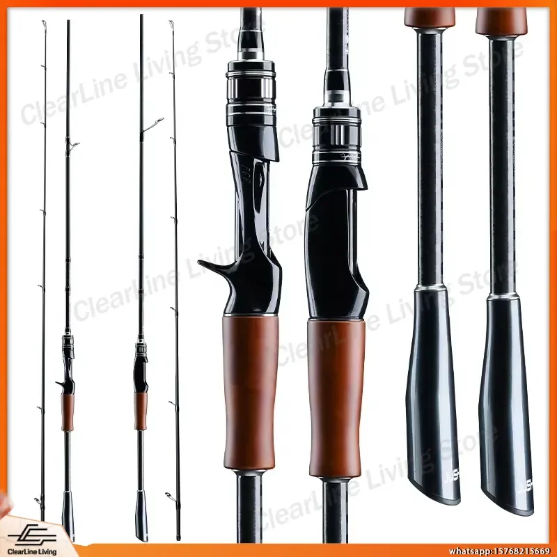 6FT 7FT 8FT 9FT 2 Piece Casting Fishing Rod Fast Action Solid Wood Handle Spinning Rod for Freshwater Saltwater Bass