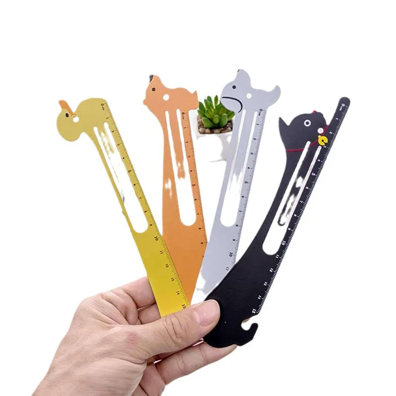 Cartoon Metal Bookmark Ruler Book Holder Clip Measuring Scale School Supplies