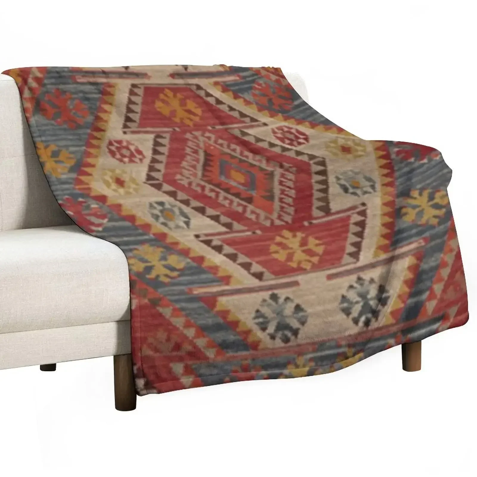 

Antique Turkish Kilim Rug Print Throw Blanket Thermal for babies decorative Soft Big Blankets