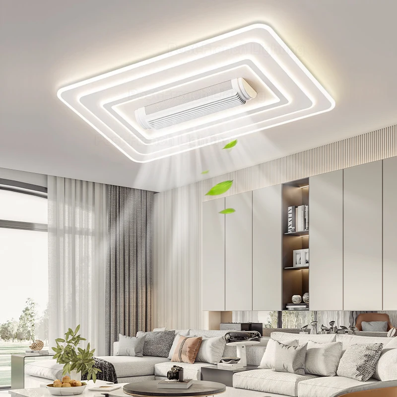 Led invisível bladeless ventilador de teto lustre decoração casa inteligente para sala estar quarto das crianças lâmpadas interiores