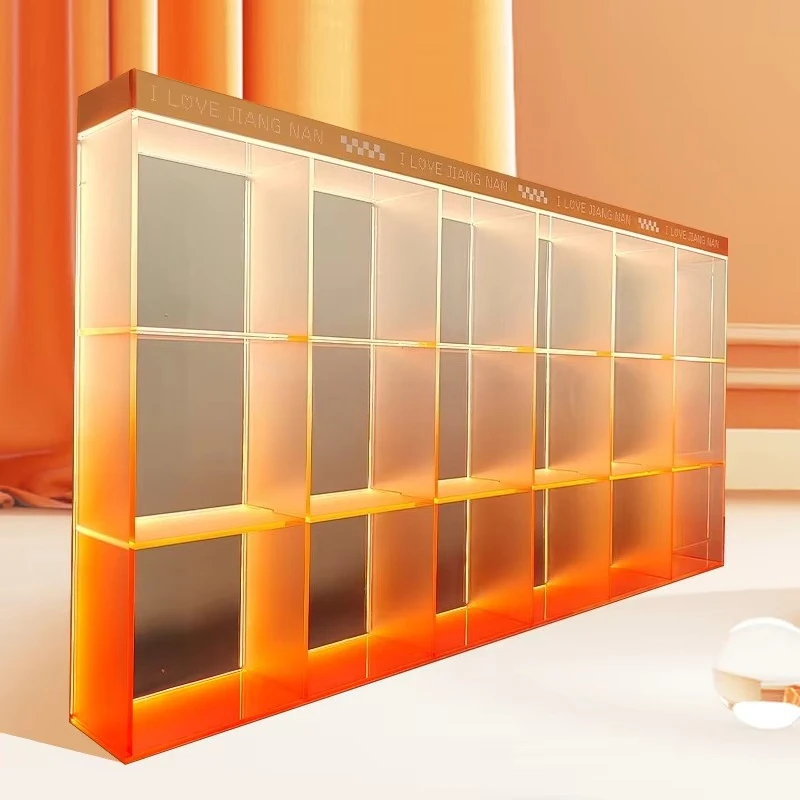 fv-Factory Customized Acrylic Glow Display Cabinet High Class Home Use Matte Gradient Color Acrylic Stand Display Cabinet