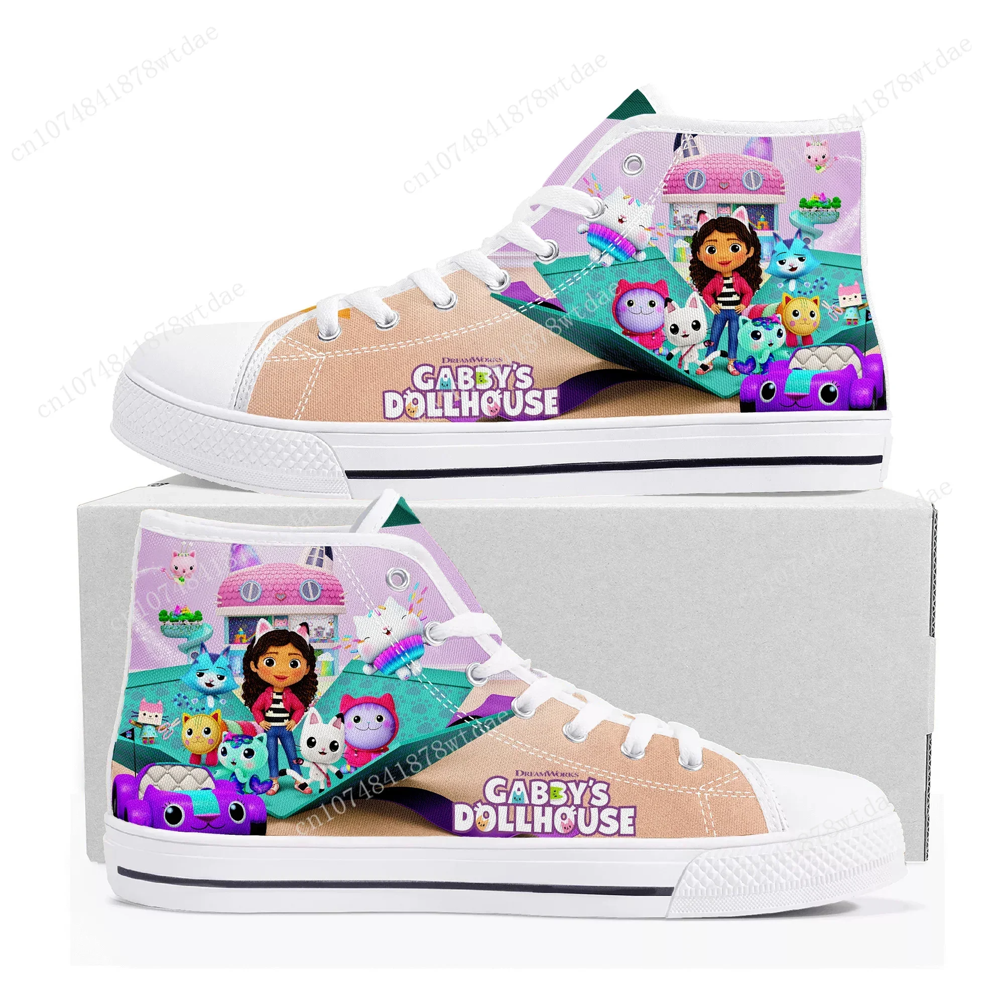 GabbysDollhouse High Top Sneakers Mens Womens Teenager Gabbys High Quality Canvas Sneaker Comics Manga Couple Customized Shoes