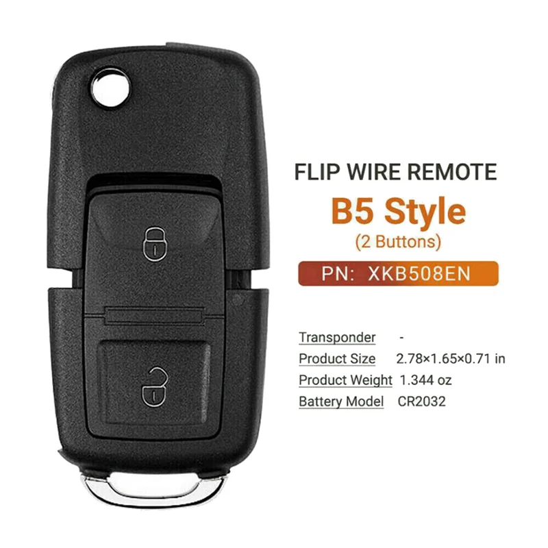 3X Per Xhorse XKB508EN Filo Chiave A Distanza Universale 2 Pulsante Fob Per VW B5 Stile Per VVDI Chiave Tool-A93R