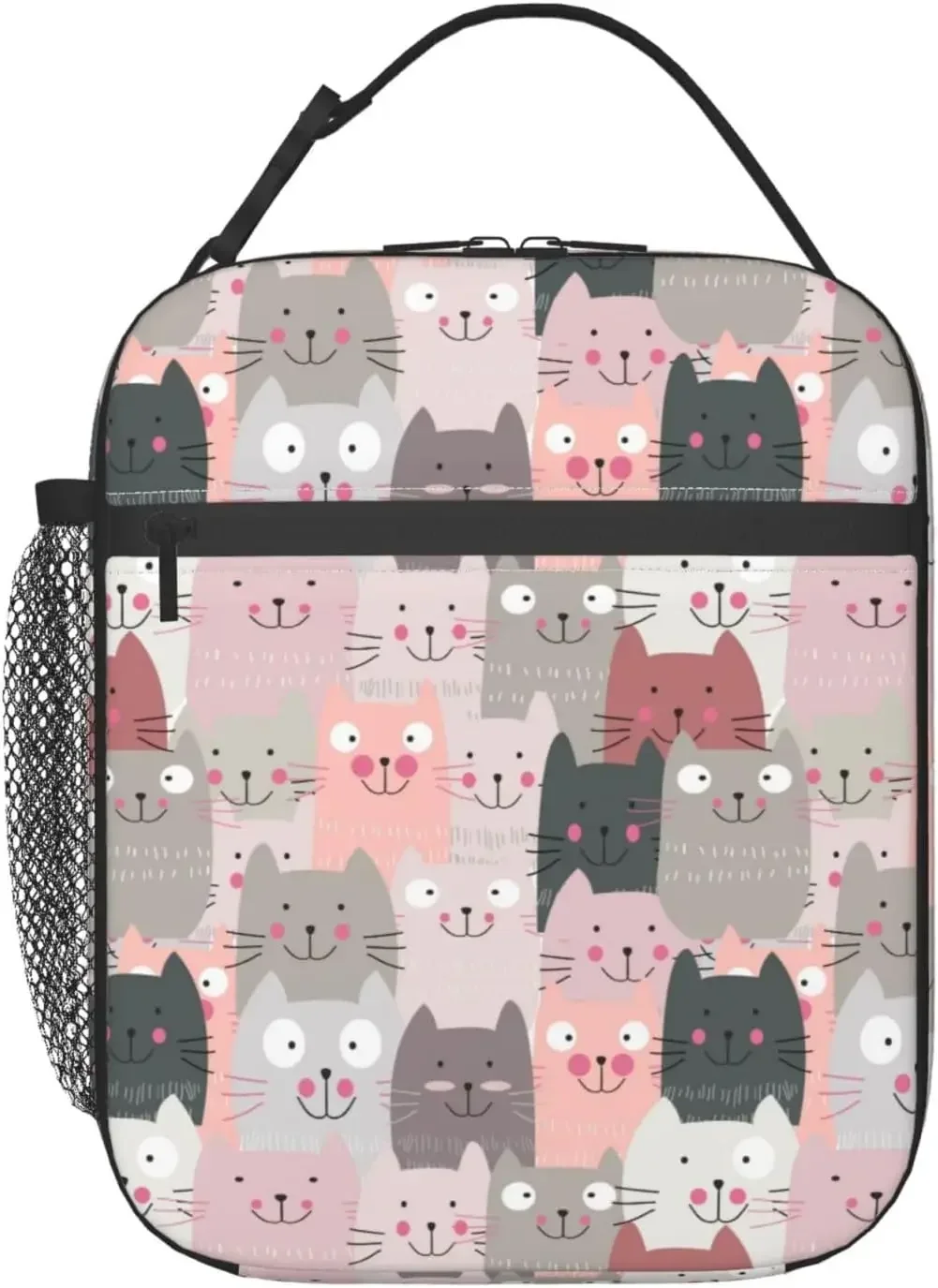 Funny Cats Insulated Lunch Box for Men Women Reusable Thermal Lunch Tote Bag With Zipper For Office Work Outdoor Travel Picnic