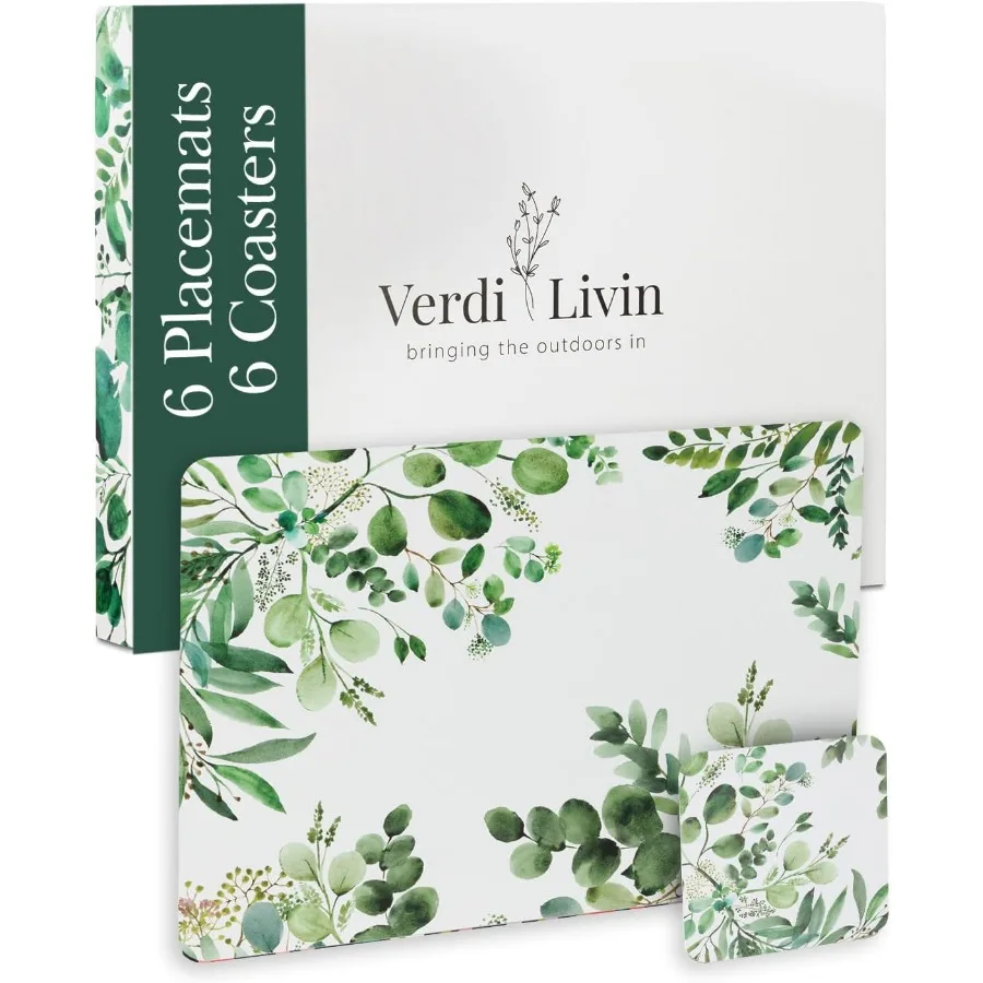 

Набор пробковых салфеток из 6 подходящих подставок I Термостойкие коврики для обеденного стола 16 x 12 дюймов Пробковая опора протираемые зеленые Lea