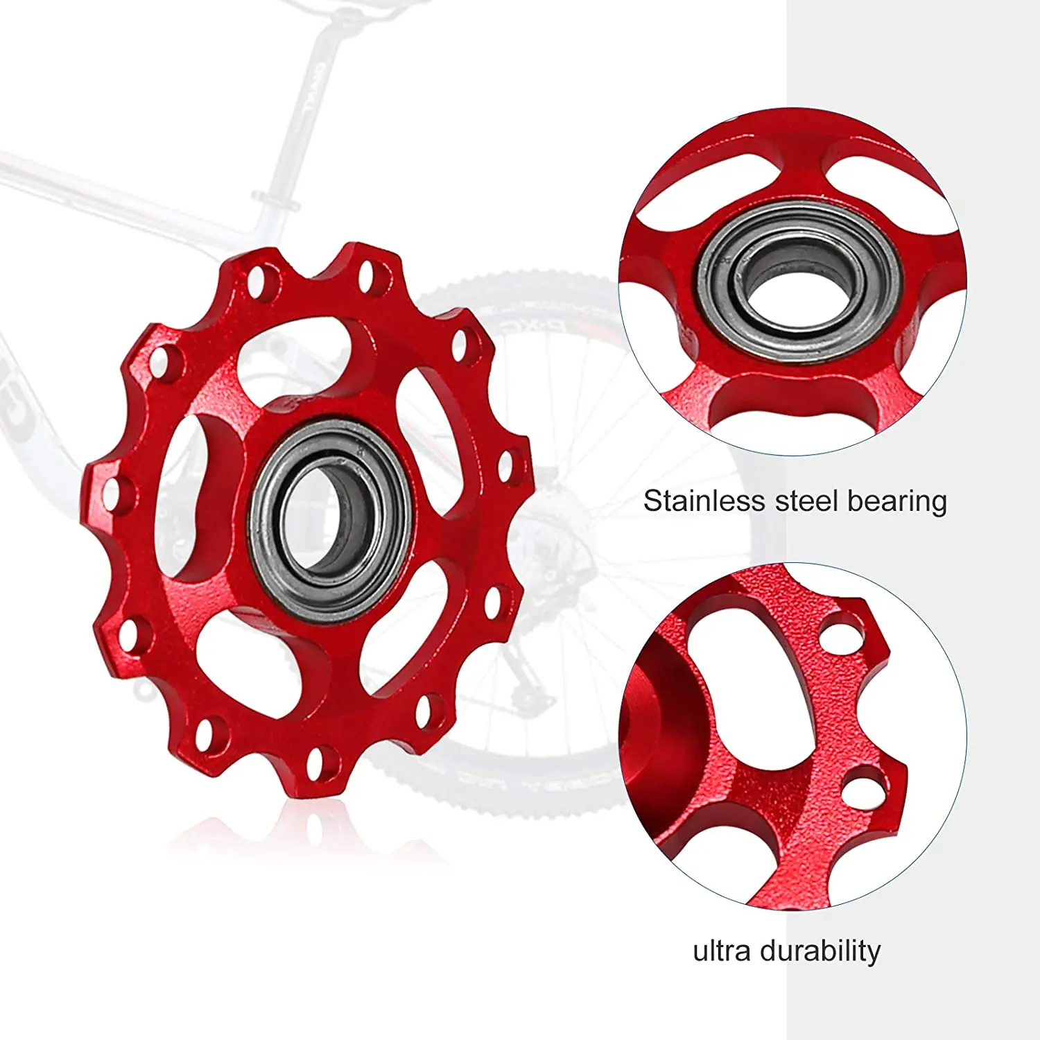 Boteyle 11T Jockey Wheels Derailleur Pulley Wheels Alloy Bicycle Rear Derailleur Pulley Ceramic for MTB Shimano Mountain Bike