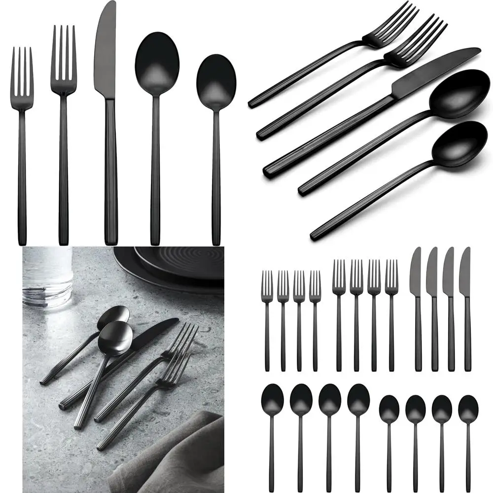 

20-Piece Dean Satin Black Flatware Set