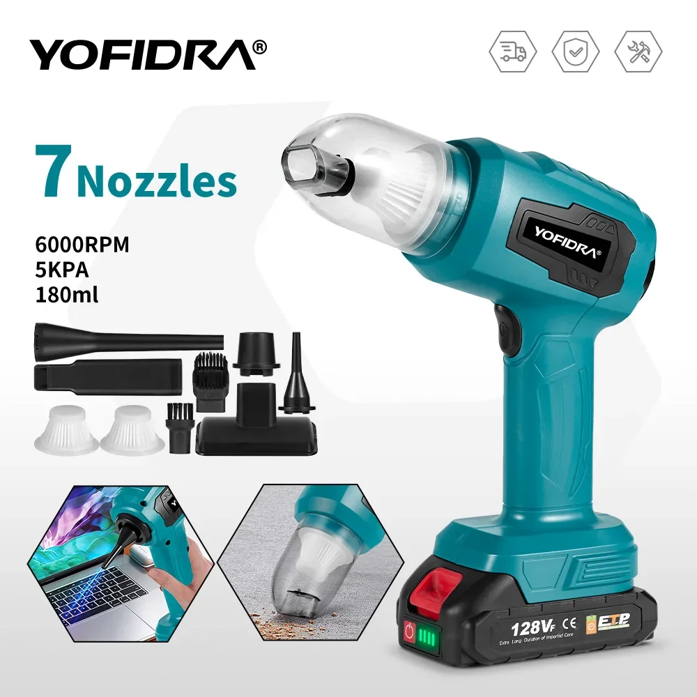 YOFIDRA Centrifugal Blower Suction Wireless Vacuum Cleaner 6000RPM Portable Air Blower Dust Tool for Makita 18V Battery