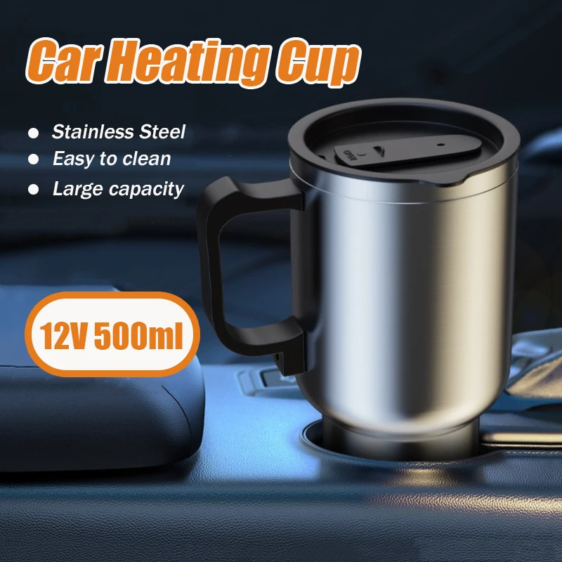 

Car Electric Kettle Car Heating Cup Stainless Steel Thermos Heating Water Bottle Car Kettle Thermos for Water Tea Milk 12V 500ML