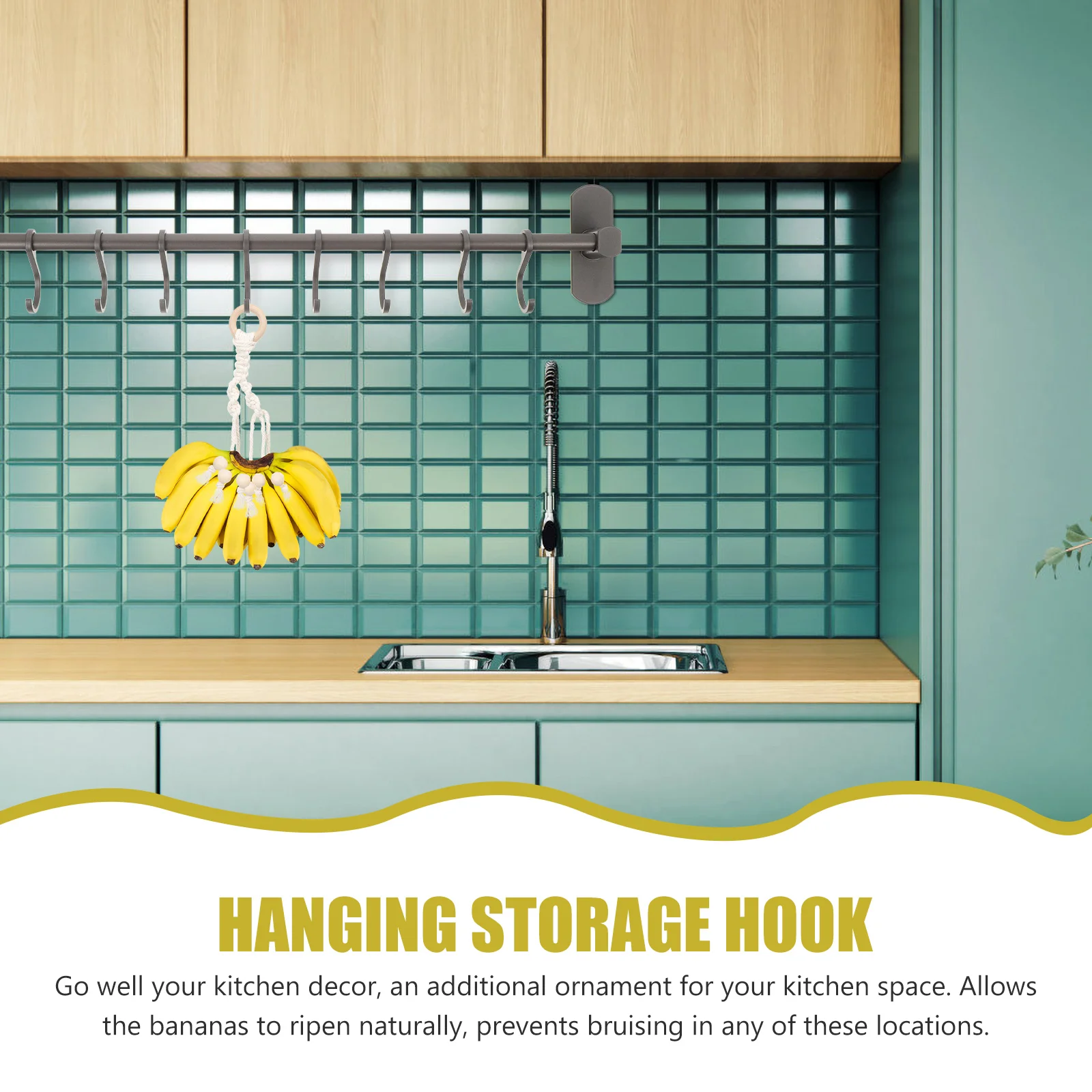 2Pcs Banana Hanger Cotton Rope Fruit Hammock Vegetable Hanging Rack Kitchen Banana Hanging Rope Basket Solution