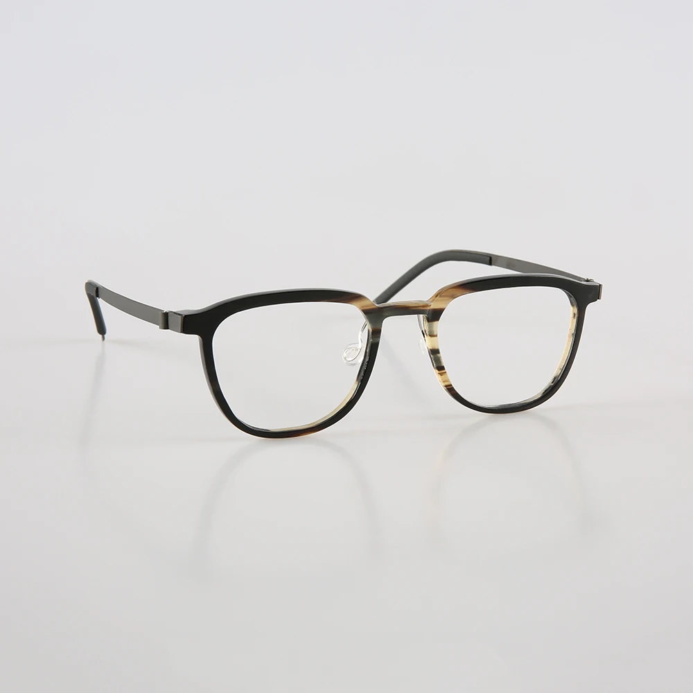 

New Business Square Striped Natural Horn Frame Titanium Leg Prescription Glasses For Men Reading Eyeglass Frames Optical Eyewear