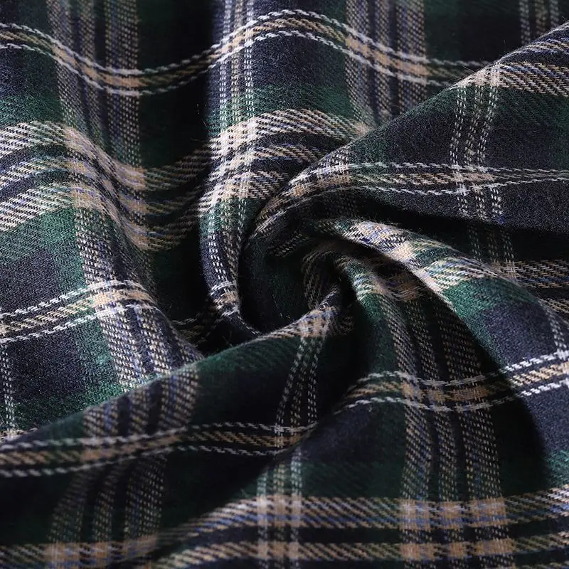 Vintage Plaid Brushed Flannel Fabric Soft Check Cloth For Dress Skirt Curtain Pillow Cover DIY Hand Sewing Craft Material