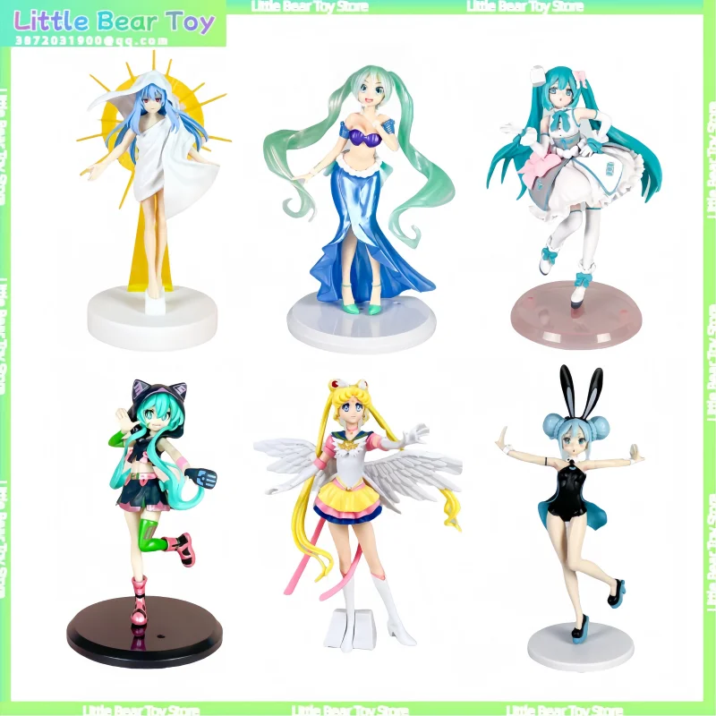 Hatsune Miku Anime Figurines Cartoon Moon Hare Beauty Girl Lucky Sky Girl Rem Anime Fashion Model Ornament Holiday Gifts Replica