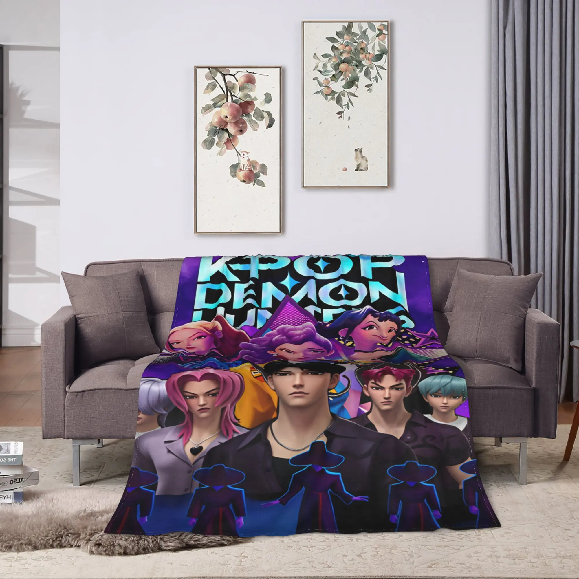 K-Pop Demon Hunters  Blankets  Warm Graphic Plush Bedding Throws For Living Room Travel Office Flannel Bedspread Bed Cover