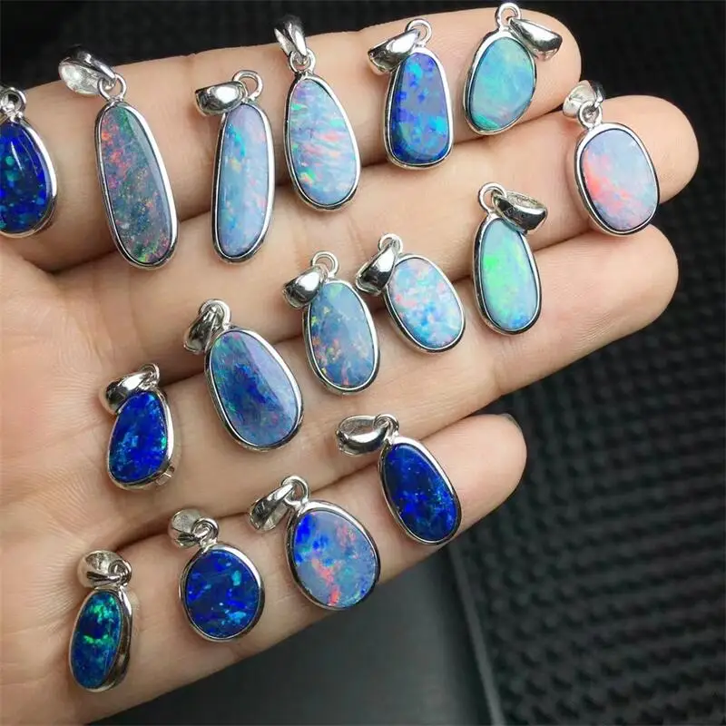 S925 Natural Colored Opal Pendant Carving Healing Gemstone Carved Fashion Jewelry For Women Gift 1PCS