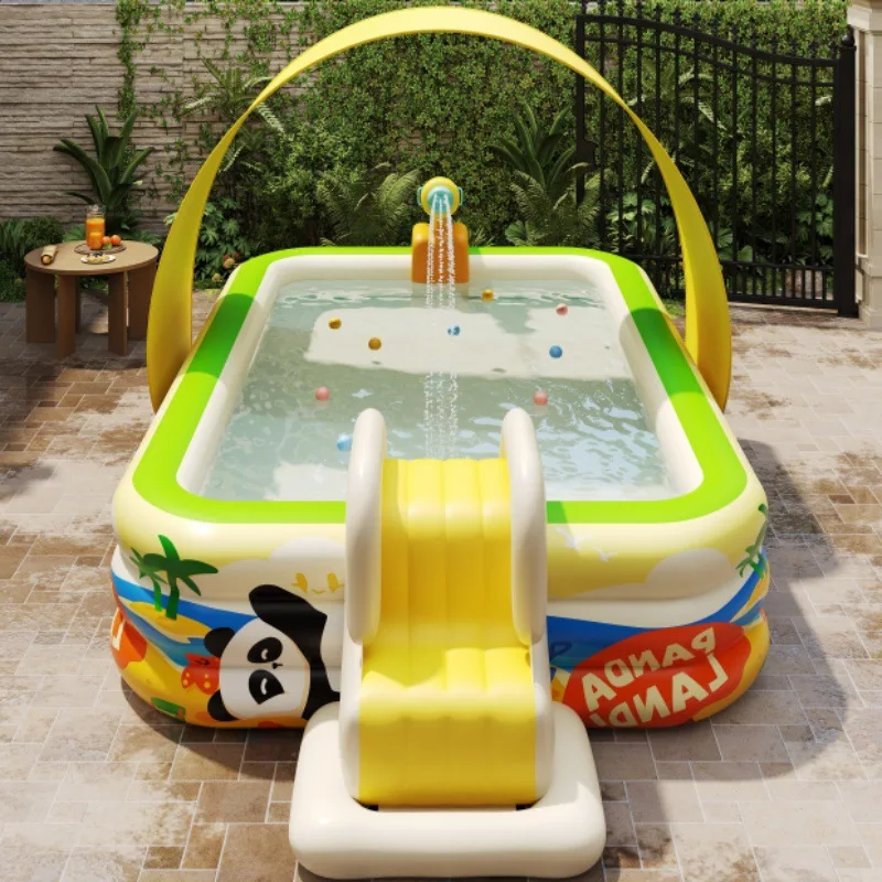 

Inflatable Kids Swimming Pool with Slide Outdoor Large Thickened Family Baby Pool