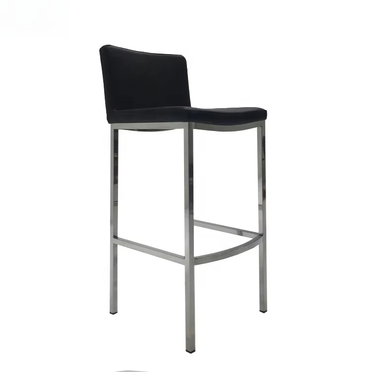 Design Leather Black and White Stool Modern Leather bar Chair Model with Footrest
