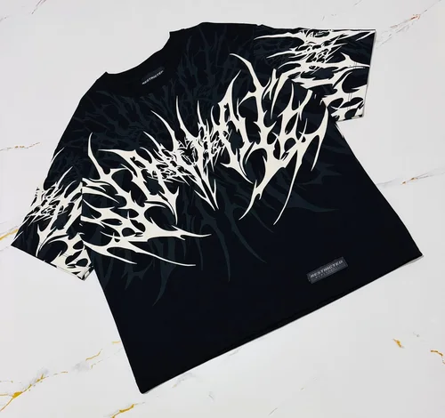 Imagen 2 del producto Camiseta Cyberpunk para hombre y mujer, camiseta Vintage de algodón pesado con corte Boxy, camiseta desgastada con estampado urbano Hip Hop gótico, Top de moda Unisex