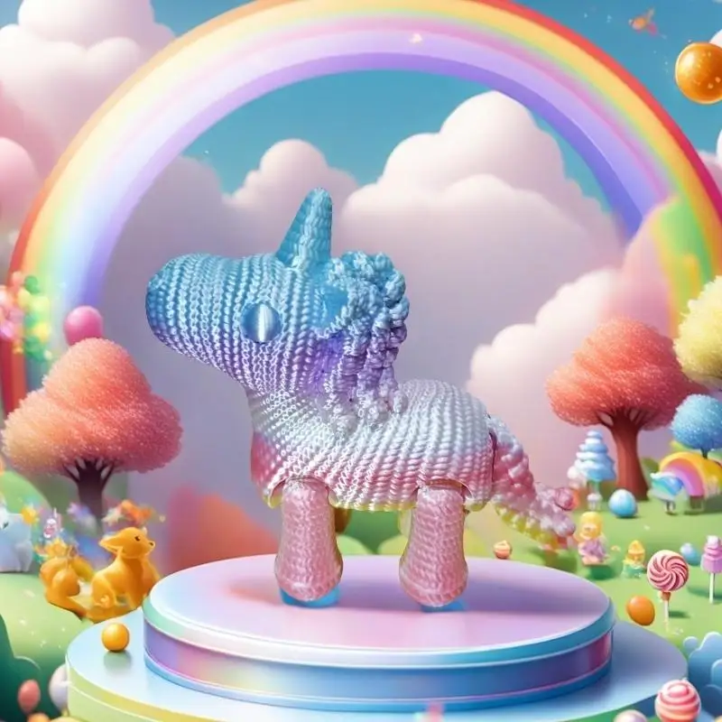 Imitated Knitted Unicorn & Sunny Rainbow Pony: Adorable Movable 3D Printed Ornament