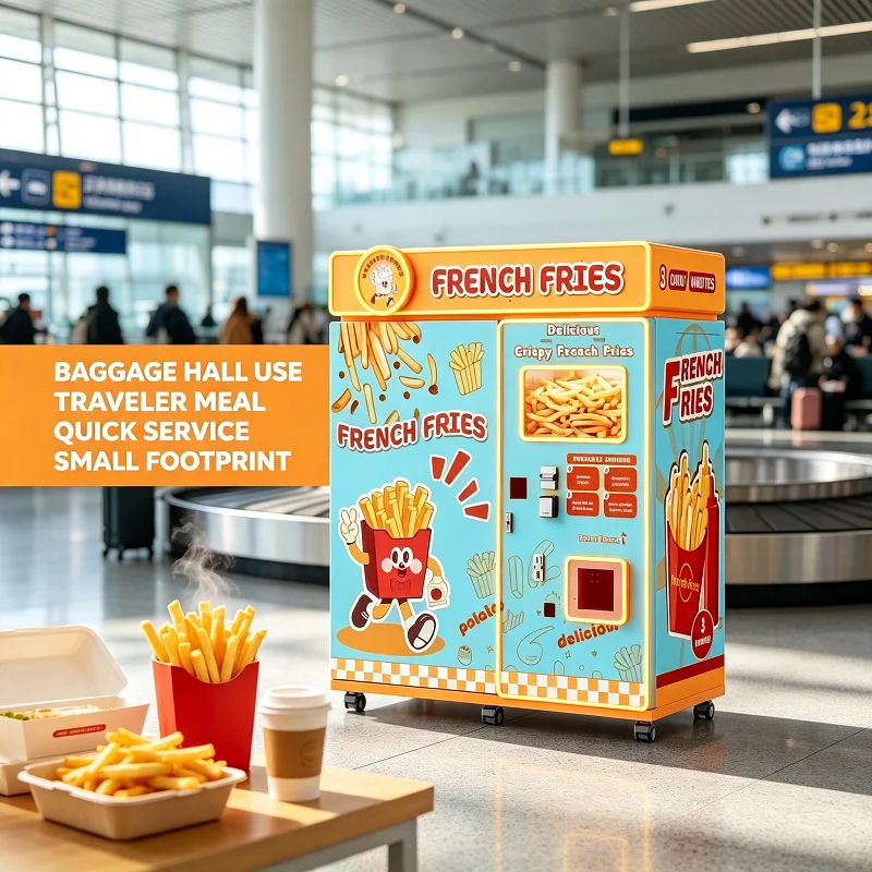 FL Stainless French Fries Vending Machine Hot Food Dispenser Fryer Snack Cooker for School Canteen