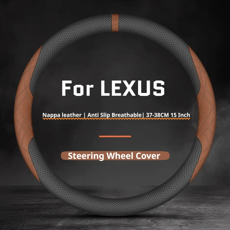 For LEXUS Car Steering Wheel Cover, Double‑Color Leather, Fit IS ES ES300h RX LBX ES350h RX350 RX500h NX350h IS200 Accessories