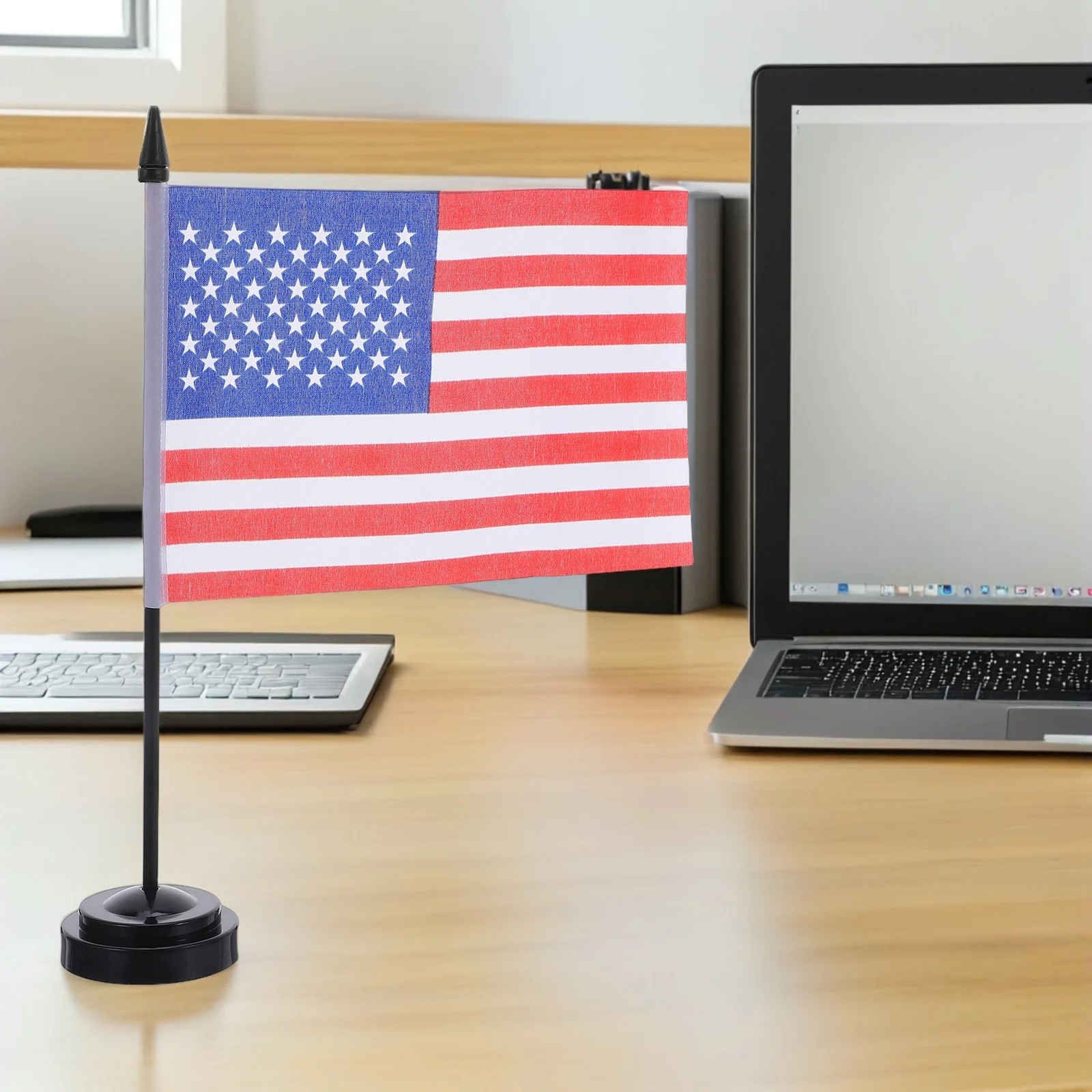 

10 Sets Desktop Banner Flag Mini Table Display Home Decor Holder for Ornament Plastic American Flags Office